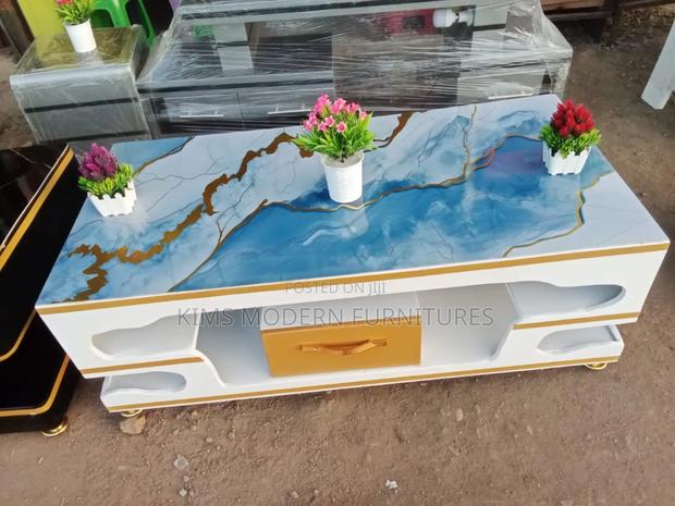 Table White With Blue Marble Top - main view