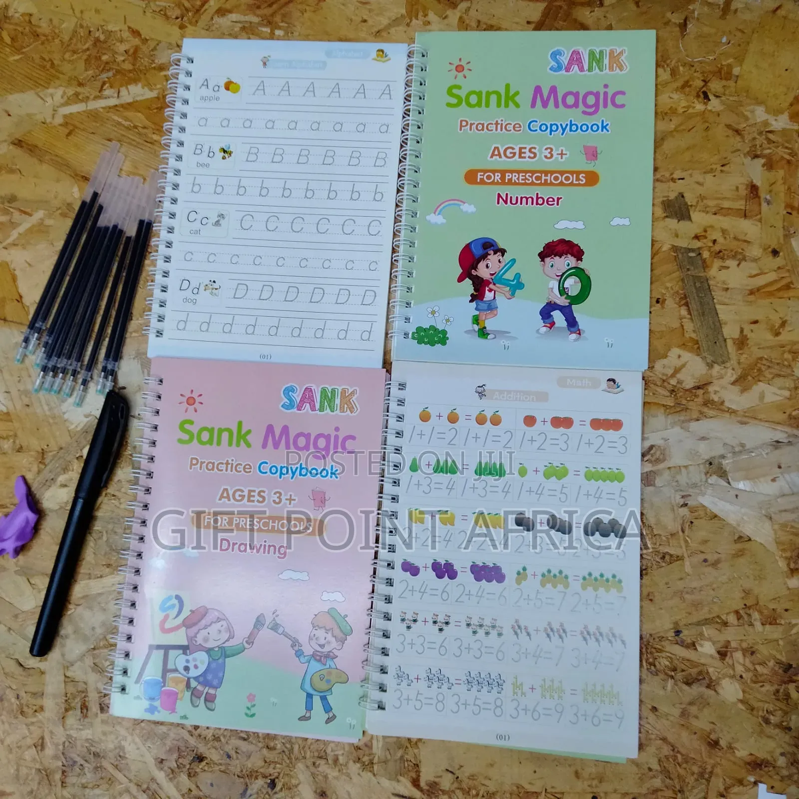 A Set Of 4 Sank Magic Practice Books With 10 Magic Pens For Kids