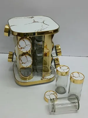 12 in 1 Marble Led Rotating Spice Rack