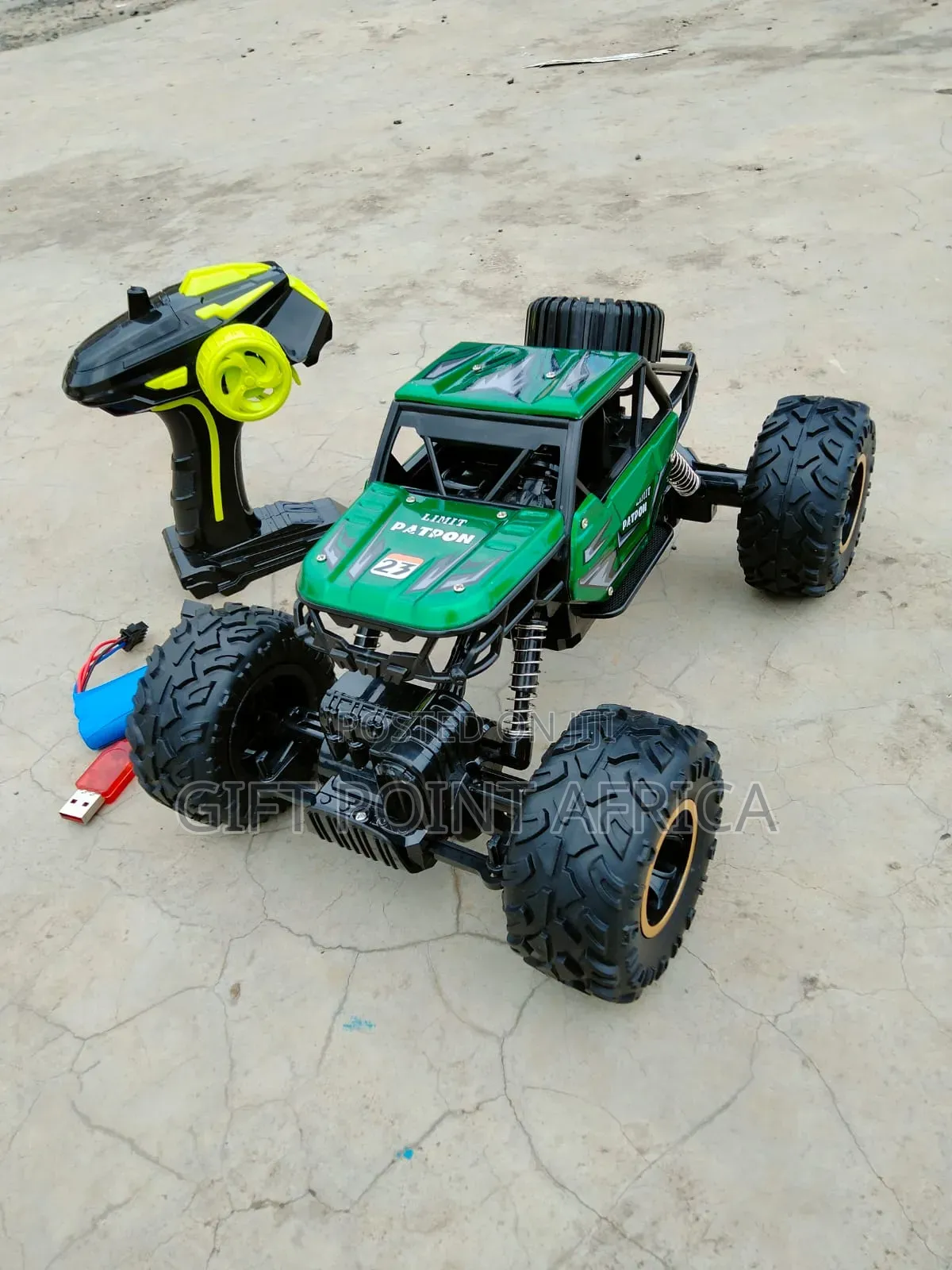 Remote Controlled Rechargeable Monster Truck For Kids In Green Color