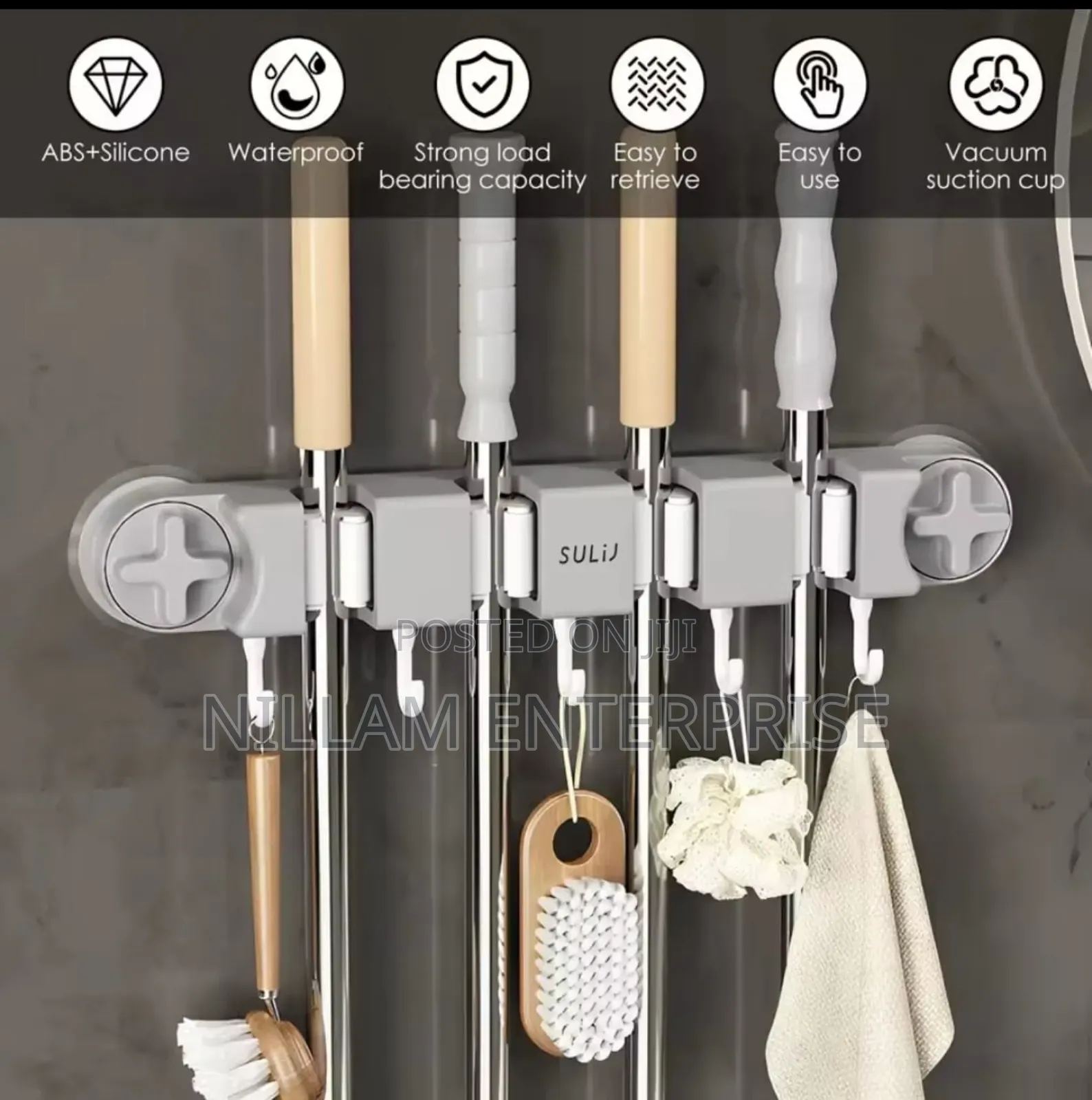 Non Slip Wall Mounted Mop Holder*