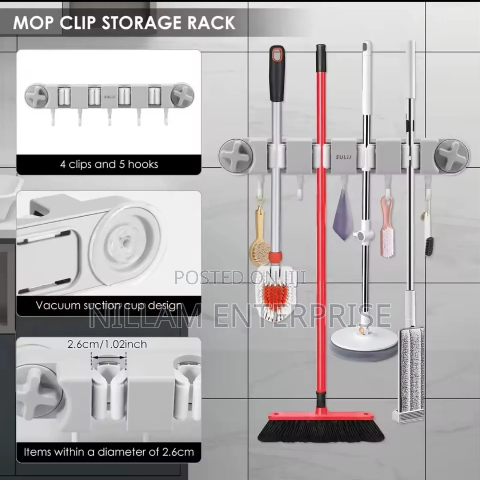 Non Slip Wall Mounted Mop Holder*