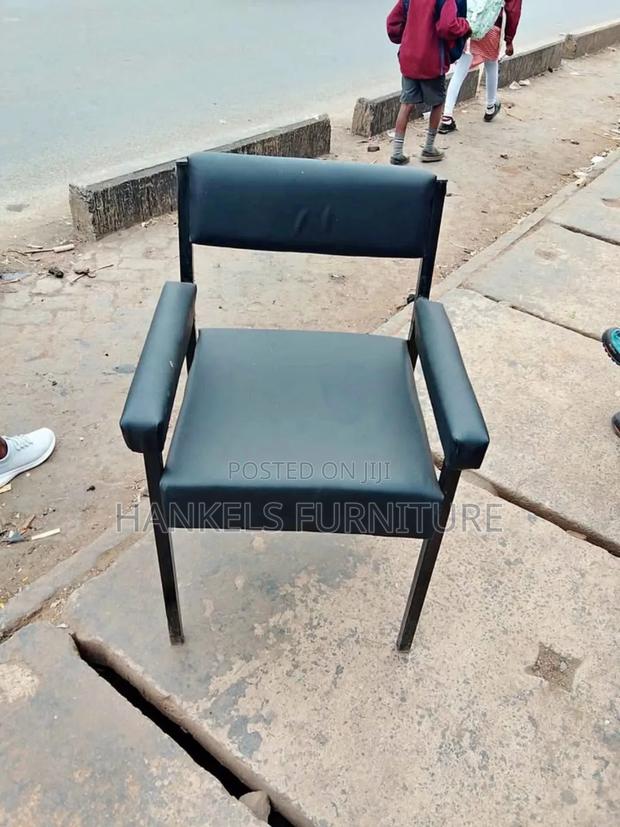 Simple Metallic Leather Chair – Comfortable With Armrests