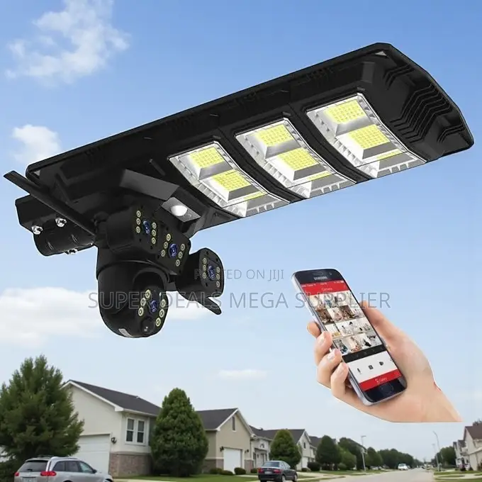 Maintenance Free 4g PTZ Outdoor Security Camera 450w Solar Streetlight