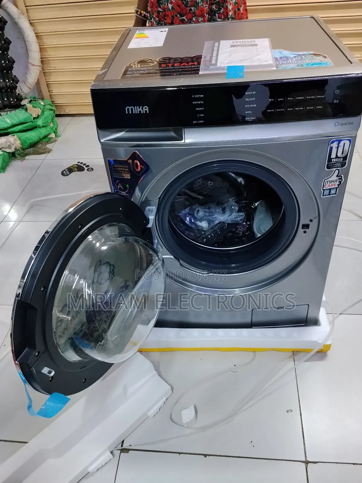Mika Washing Machine, 10kg, Inverter Motor, Front Load, Dark Silver