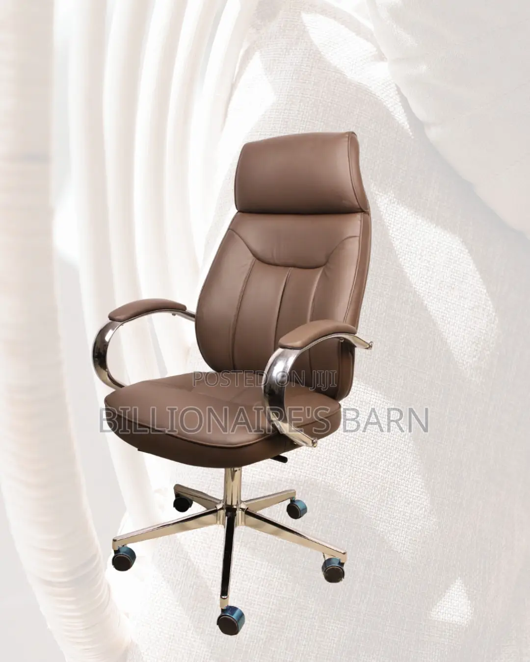 Ergonomic — Leather Brown Chair High-Density | Delivery Available