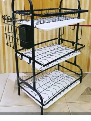 Efficient Triple-Layer Dish Drying Rack With Drainage