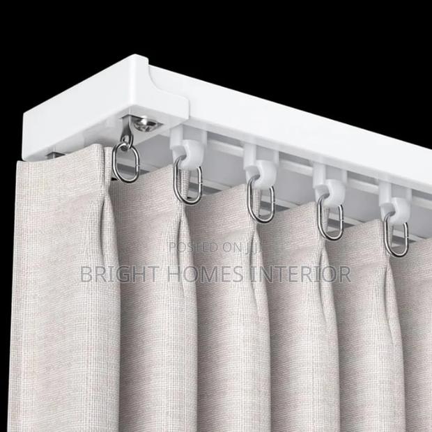 White Double Curtain Rail for Both Curtain and Sheer