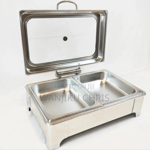 Double Clear Glass Lid Chaffing Dish Single Fold/Chaffing Dishe - main view