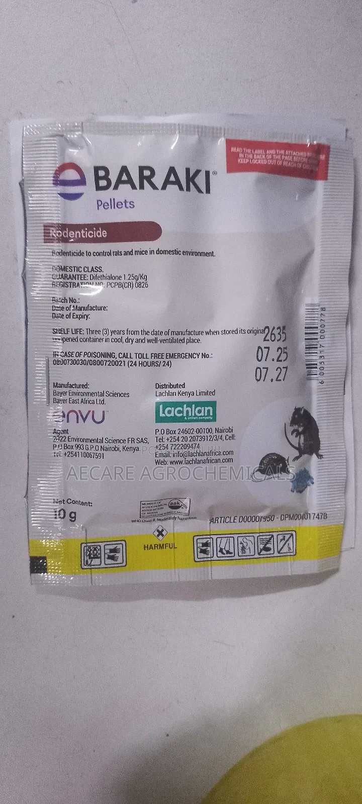 Baraki Rat and Mouse Pellets Rodenticide 10g ×50 PCS