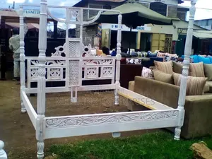 Whitish Royal Mahogany Crafted Swahili Day Posted Bed