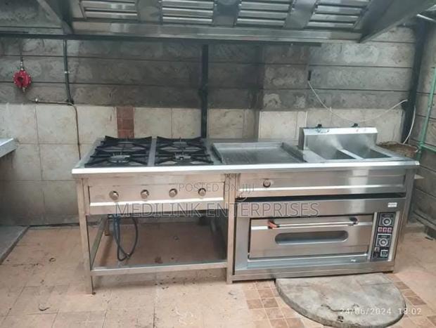 Combined Cooking Rage Stainless Steel ( 4-Burner Cooker +Grindle +Fry