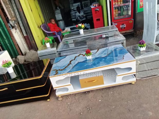 Table White Gold Marble Top Blue - main view