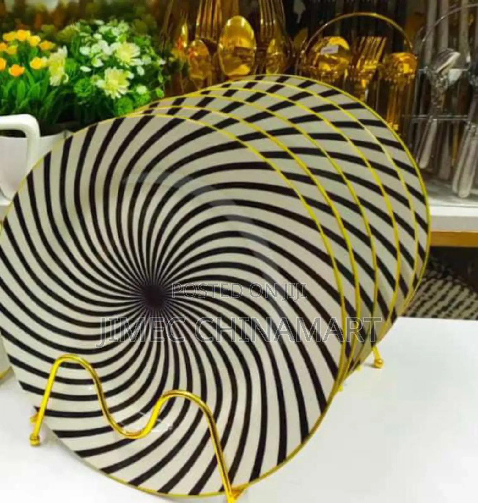 6 Pc Zebra Yellow Ceramic Plates