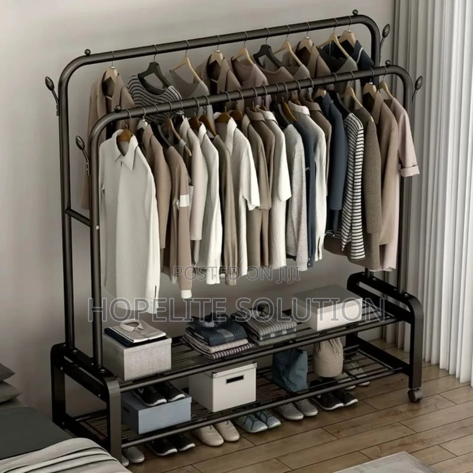 Double Layer Garment Rack Floor Standing