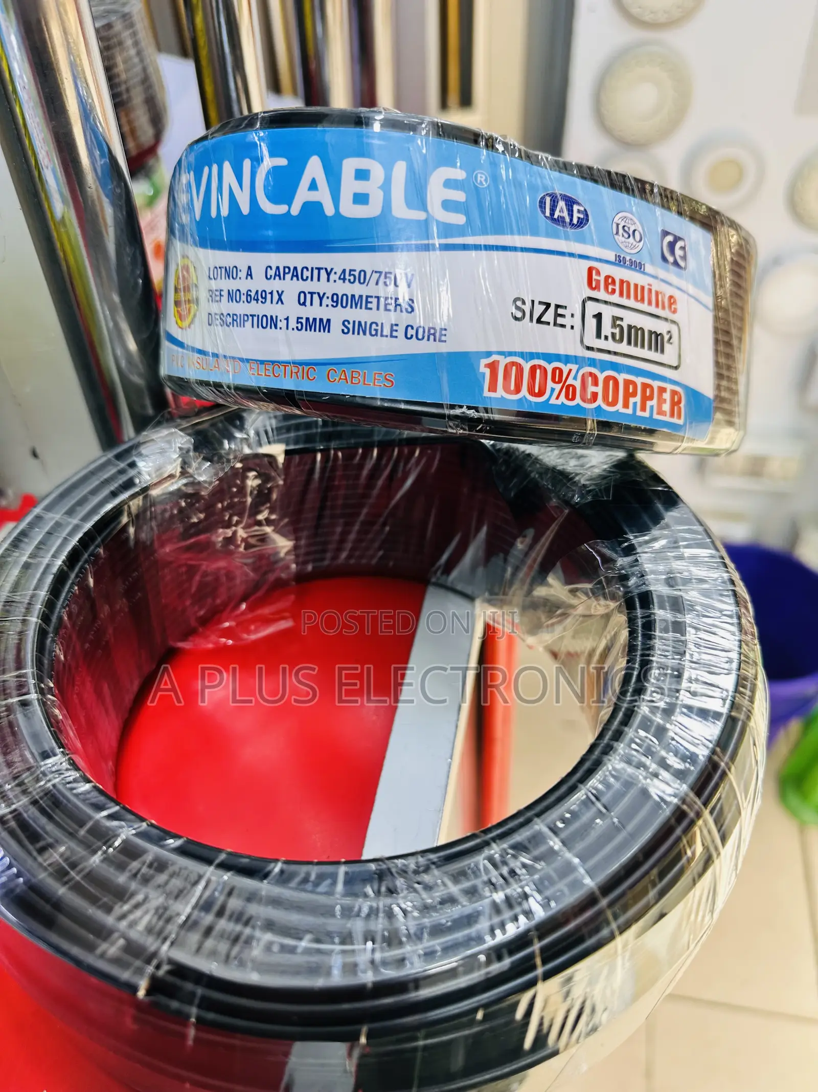 Evincable 1.5mm Black Single Core Cable – 90m Roll