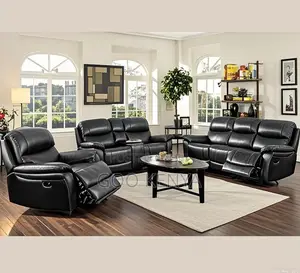 Home Sofa; Spacious Leather Recliner Furniture Set for Room Comfort