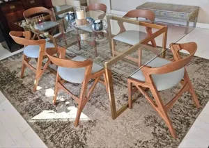 Glassesd Top ,Dry Mango Crafted Chairs 6-Seater Dinner Set