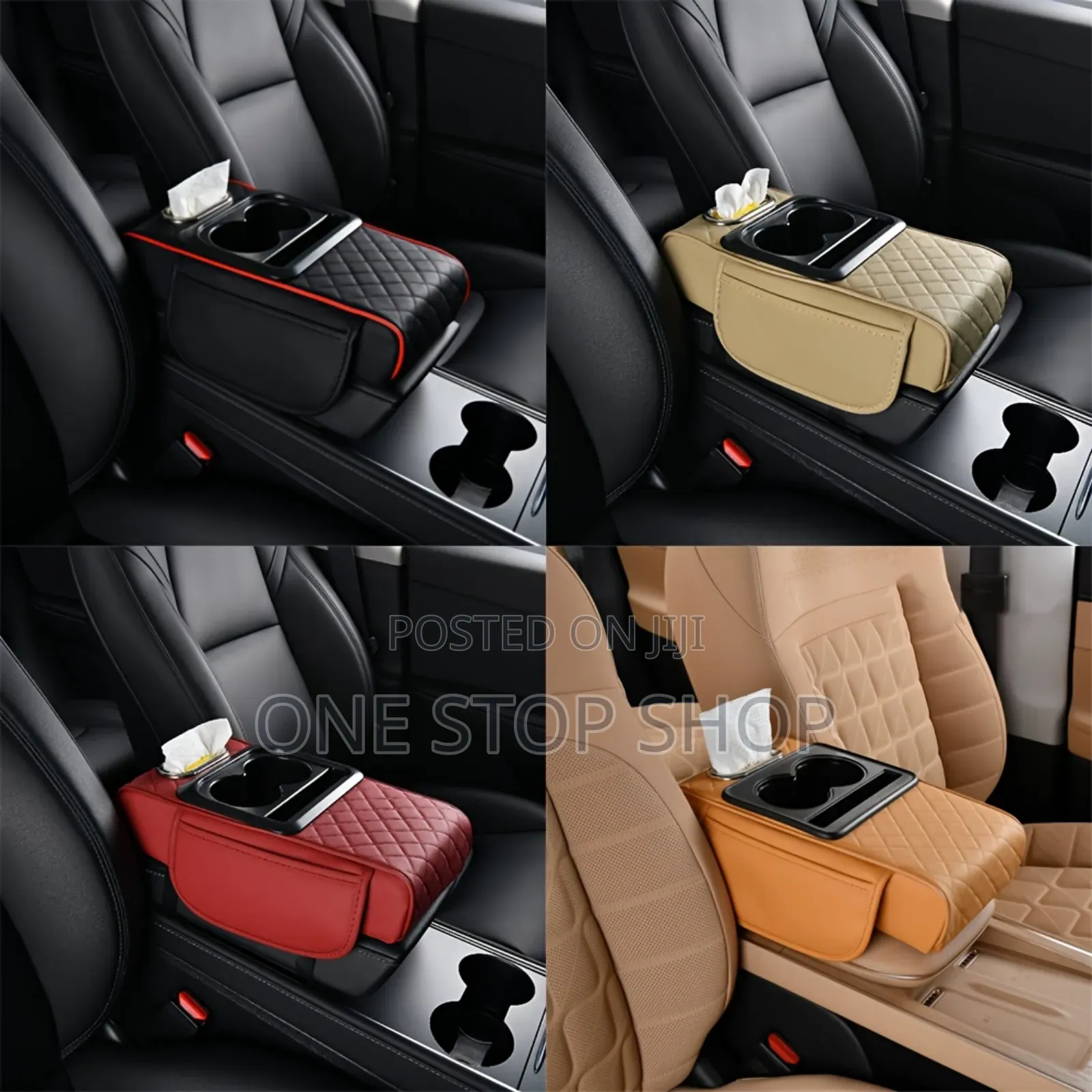 Leather Pu Center Console Pad Leather Armrest Pad With Cup Holder