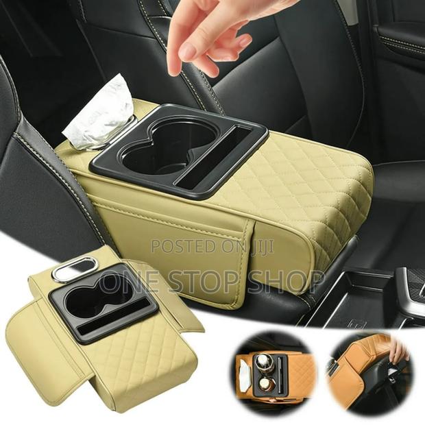 Car Armrest Cushion 5in1 Center Armrest With Storage Bags Cup Holder