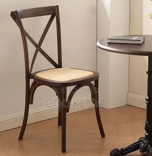 Home Chair;Solid Wood Cross-Back Dining Chair With Natural Rattan Seat