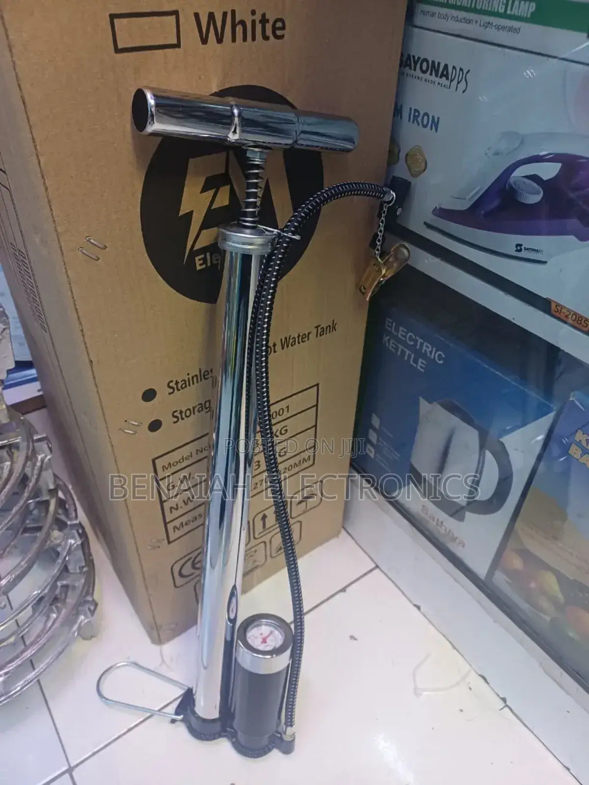 Foot Pump , Stainless With a Meter Gauge