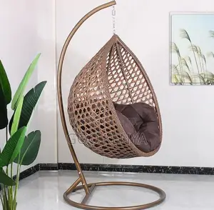 Home Chair; Wicker Egg Lounge Swing Chair With Rocking Base