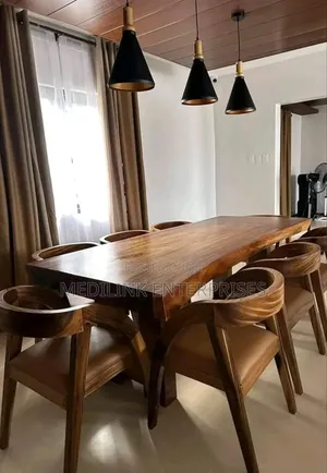 Sudan Teak Natural Colour 6-Seater Dinning Table Set