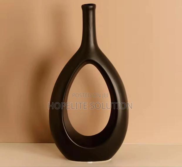 Nordic Doughnut Vase, Long Cork Shape Vase Concrete Ceramic Fire - thumbnail 3