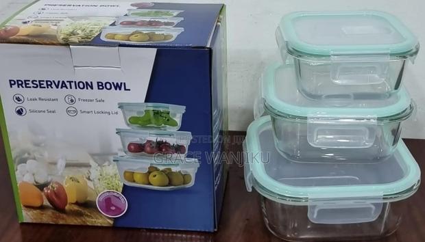 *3in1 Glass Preservation Bowls With Air Tight Silicon Covers