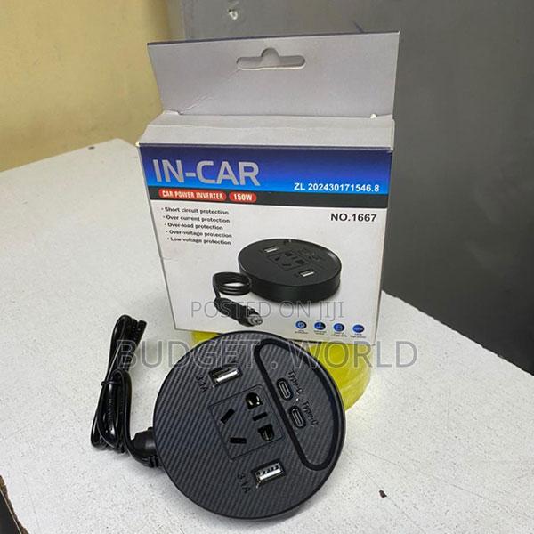 4 Usb Ports Car Extension -Dual Dc12v/24v to Ac 220v 2 Usb 2 Type-C 1