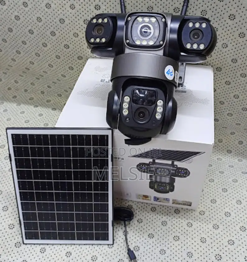 Triple Lens (Three) Solar Powered PTZ Camera Support 4g Sim