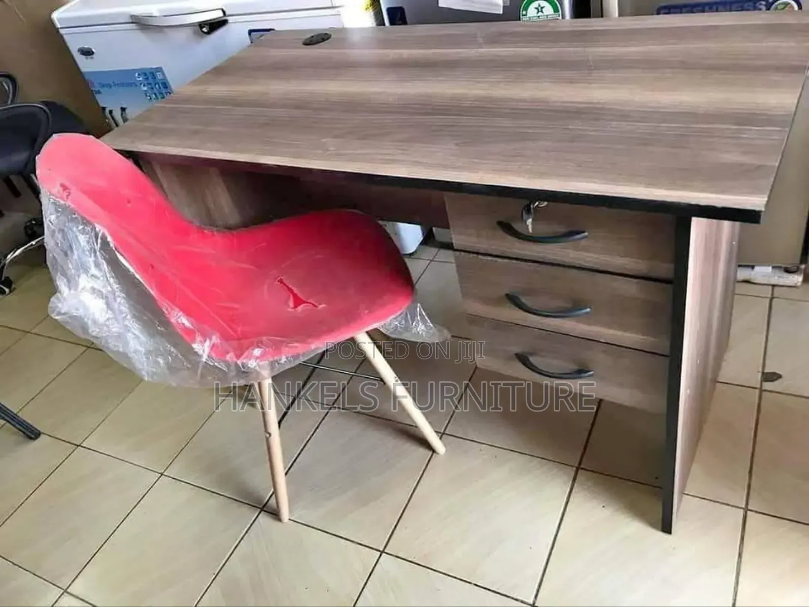 Stylish Eames Desk With Storage Drawers and Matching Chair