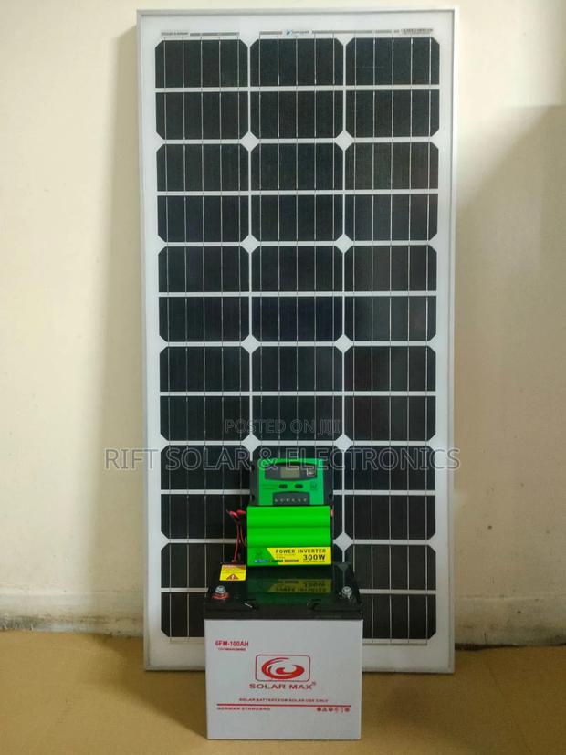 150 Watts Solar - 100ah Gel Battery - 300w Inverter 20a Controller Kit