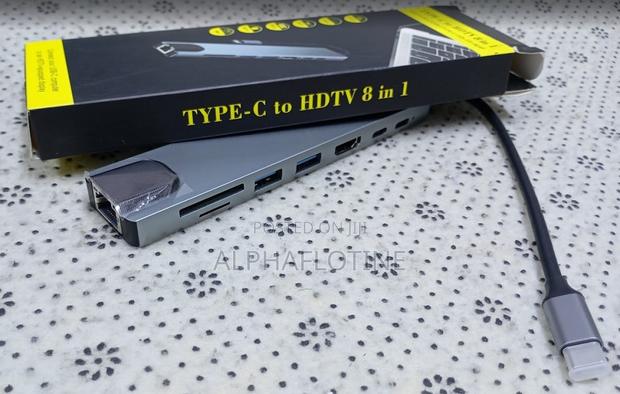 8 in 1 Type C Usb Hub With Compact and Portable Aluminum Alloy Design