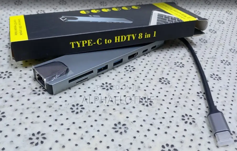 8 in 1 Type C Usb Hub With Compact and Portable Aluminum Alloy Design