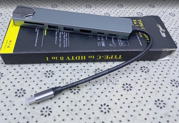 Silver 8 in 1 Type C Usb Hub - main view