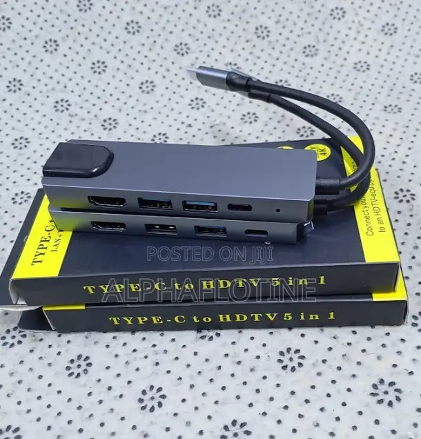 5 in 1 Type C Converter Hub to Hdmi +Usb + Lan