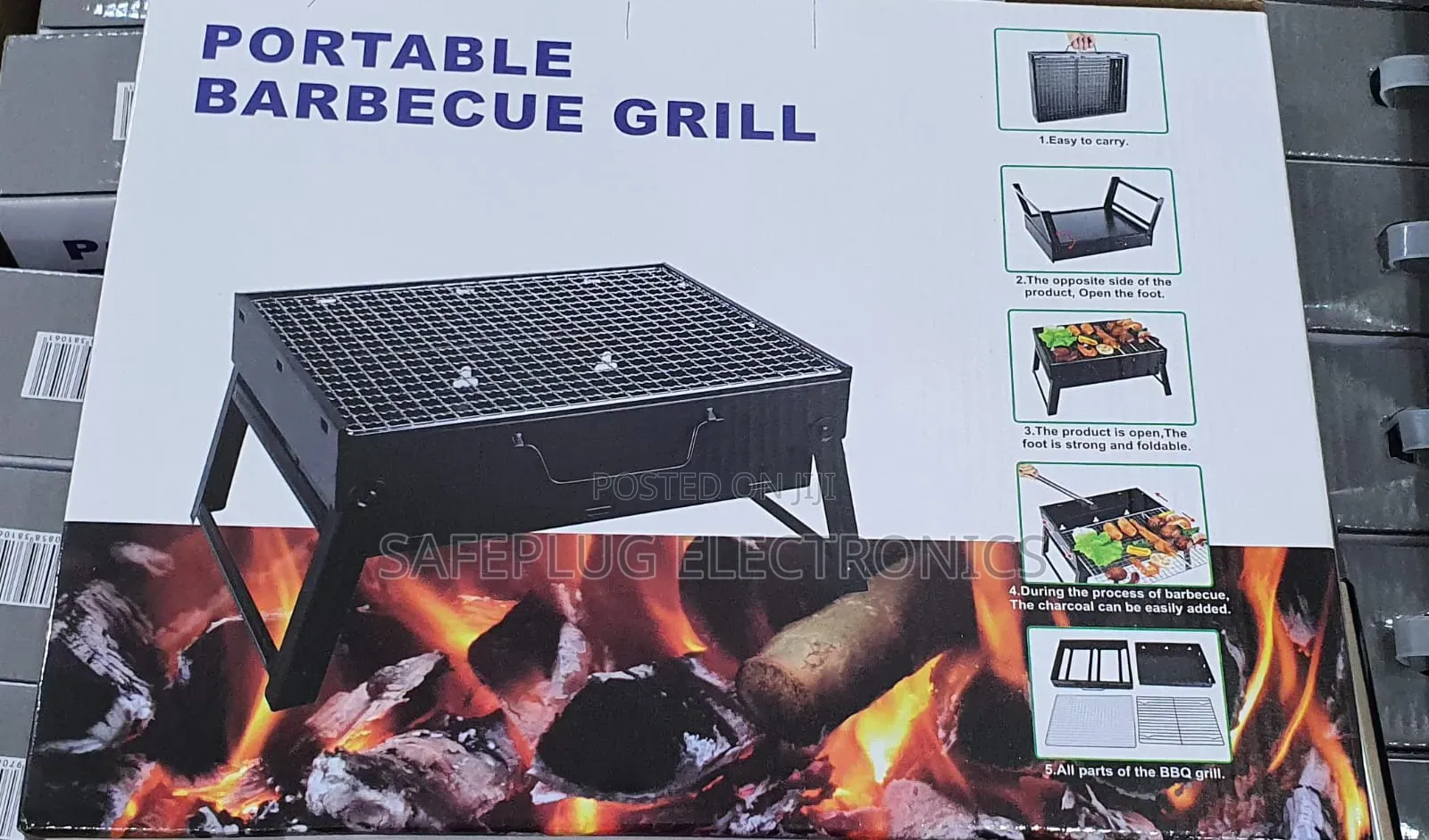 Foldable BBQ Grill - 35x27cm Charcoal