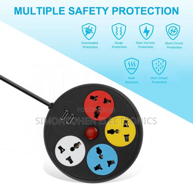 Round Extension  Cord With 4 Sockets Outlets - thumbnail 2