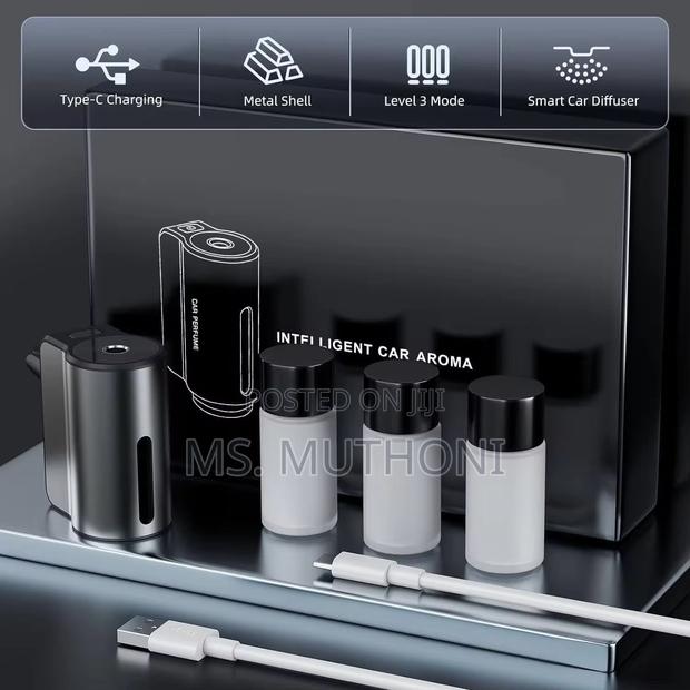 Smart Car Aroma Diffuser + 3 Refill Bottles and Usb Charging Cable. - thumbnail 2