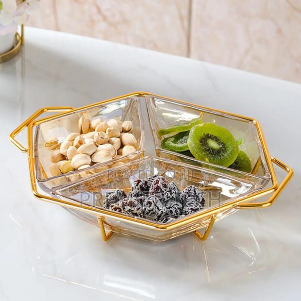 Diamond Shaped Acrylic Dish on Metallic Golden Frame