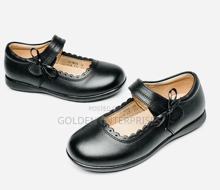 Girls Black School Shoes 26-38