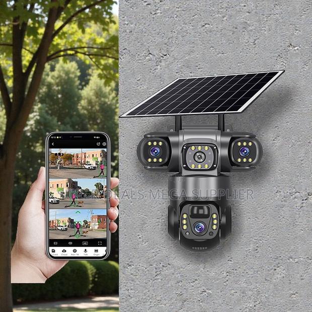 Pir Human Detection V380 Pro 12mp 4g PTZ Triple Lens Solar CCTV Camera
