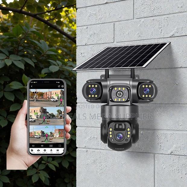 Motion Detection V380 Pro 4g PTZ Triple Lens Outdoor Solar CCTV Camera