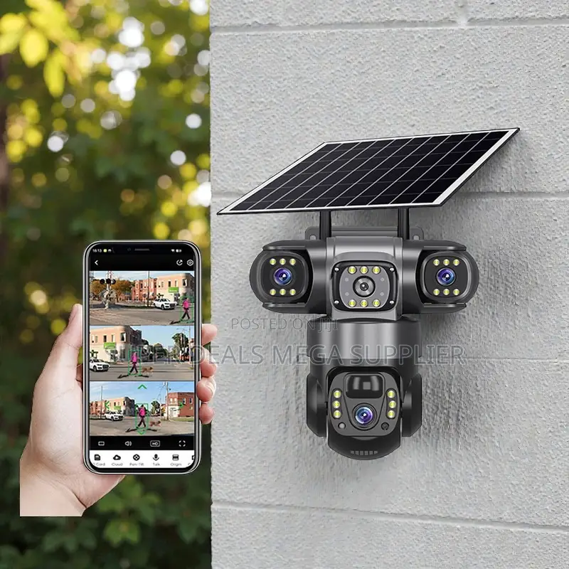 Night Vision Activated V380 Pro 4g PTZ Triple Lens Solar CCTV Camera