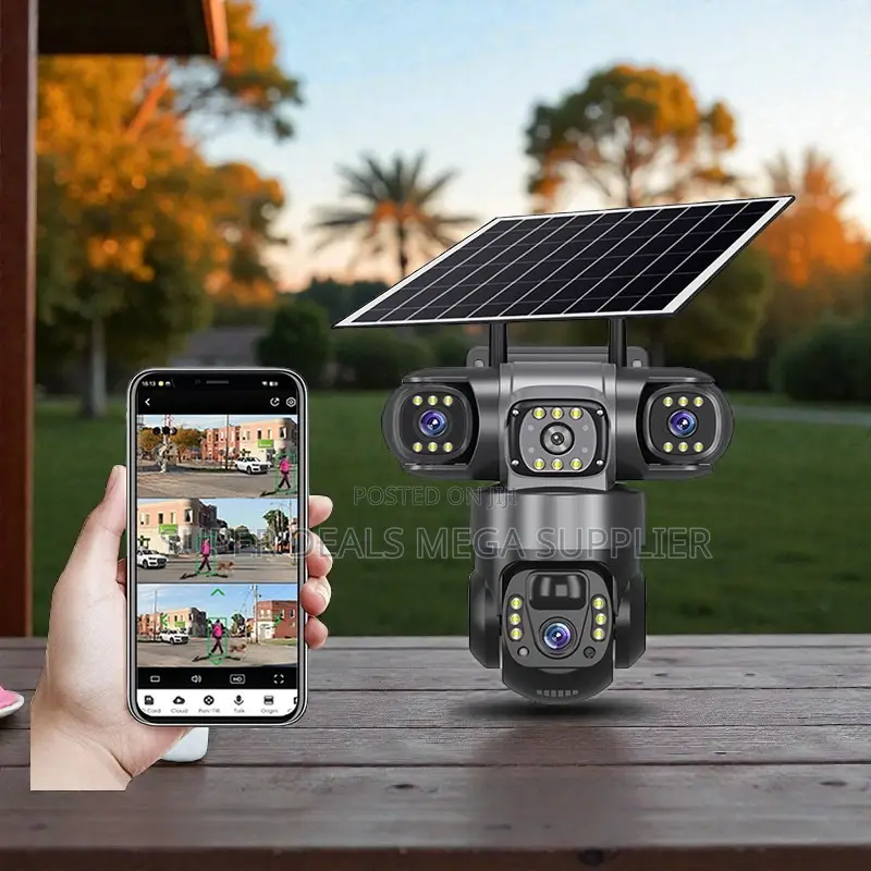 Indoor, Outdoor Security V380 Pro 4g PTZ Triple Lens Solar CCTV Camera
