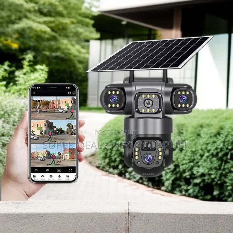Pir Detection Night Vision V380 Pro 4g PTZ Triple Lens Solar Camera