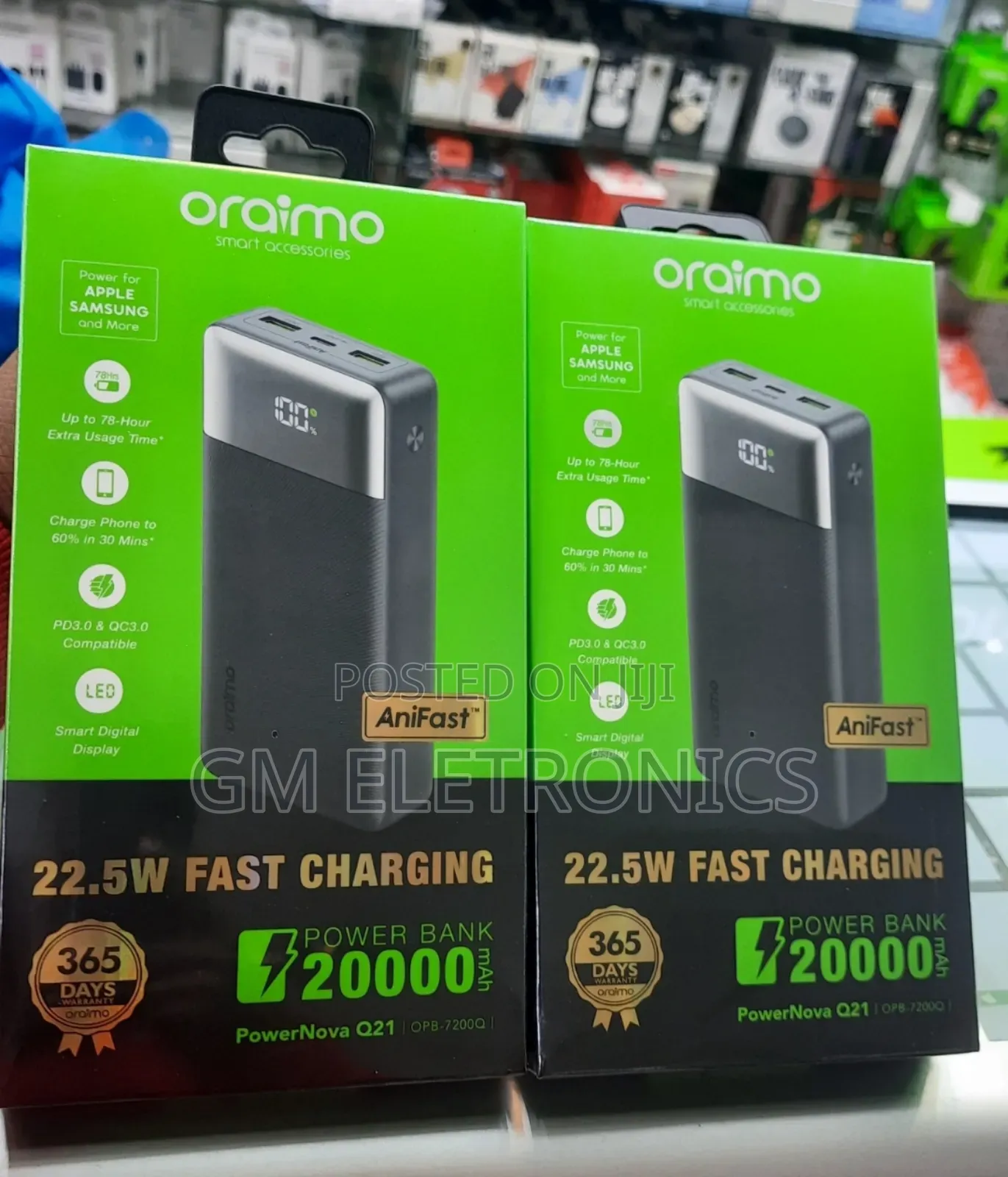 Oraimo 20000mah 22.5w Fast Charging Power Bank With Led Display .