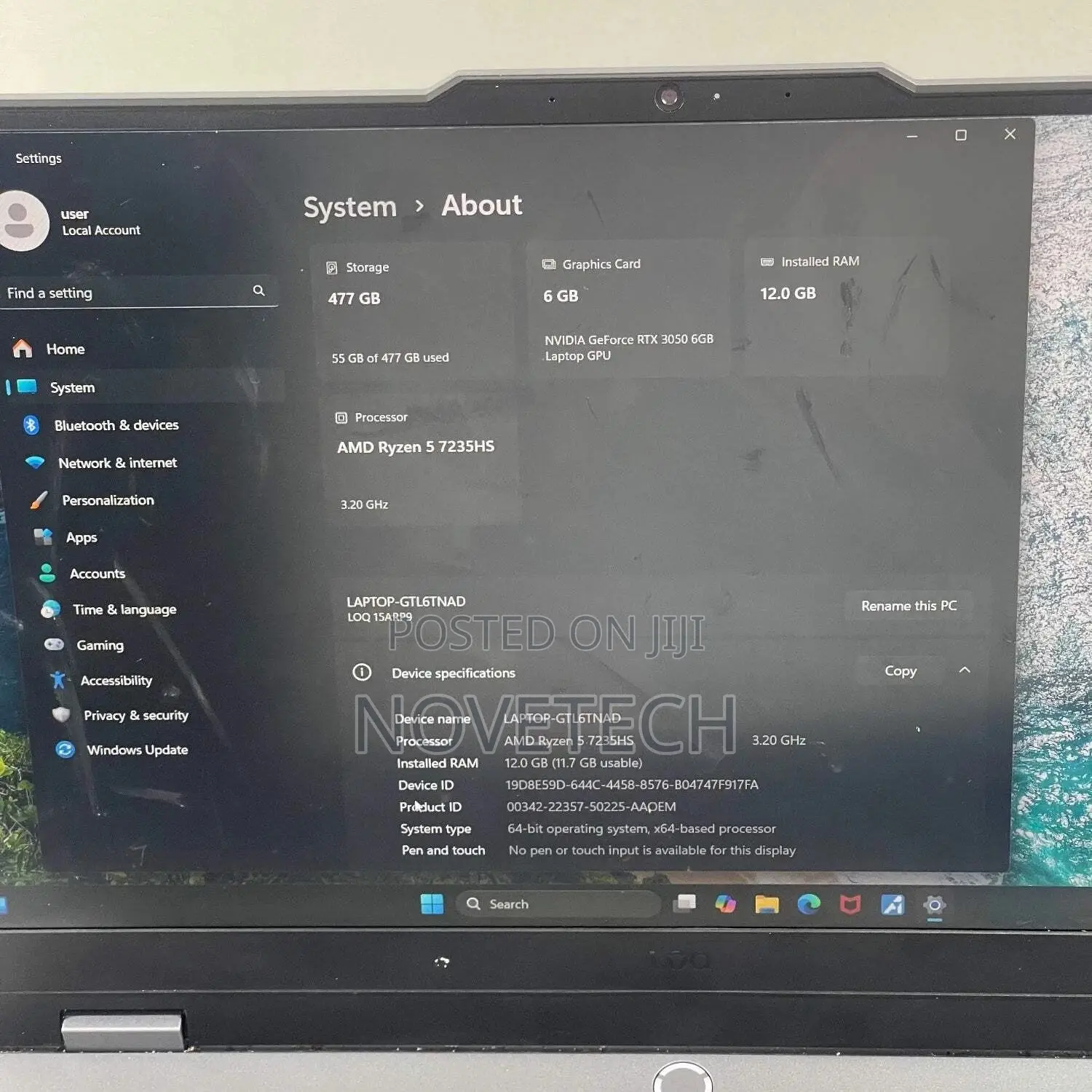 Laptop Lenovo LOQ 15ARP9 16GB AMD Ryzen 5 SSD 512GB